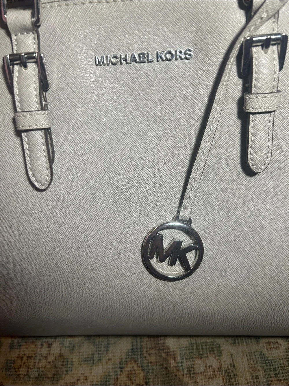 Like New Michael Kors Saffiano Leather Satchel in Light Grey